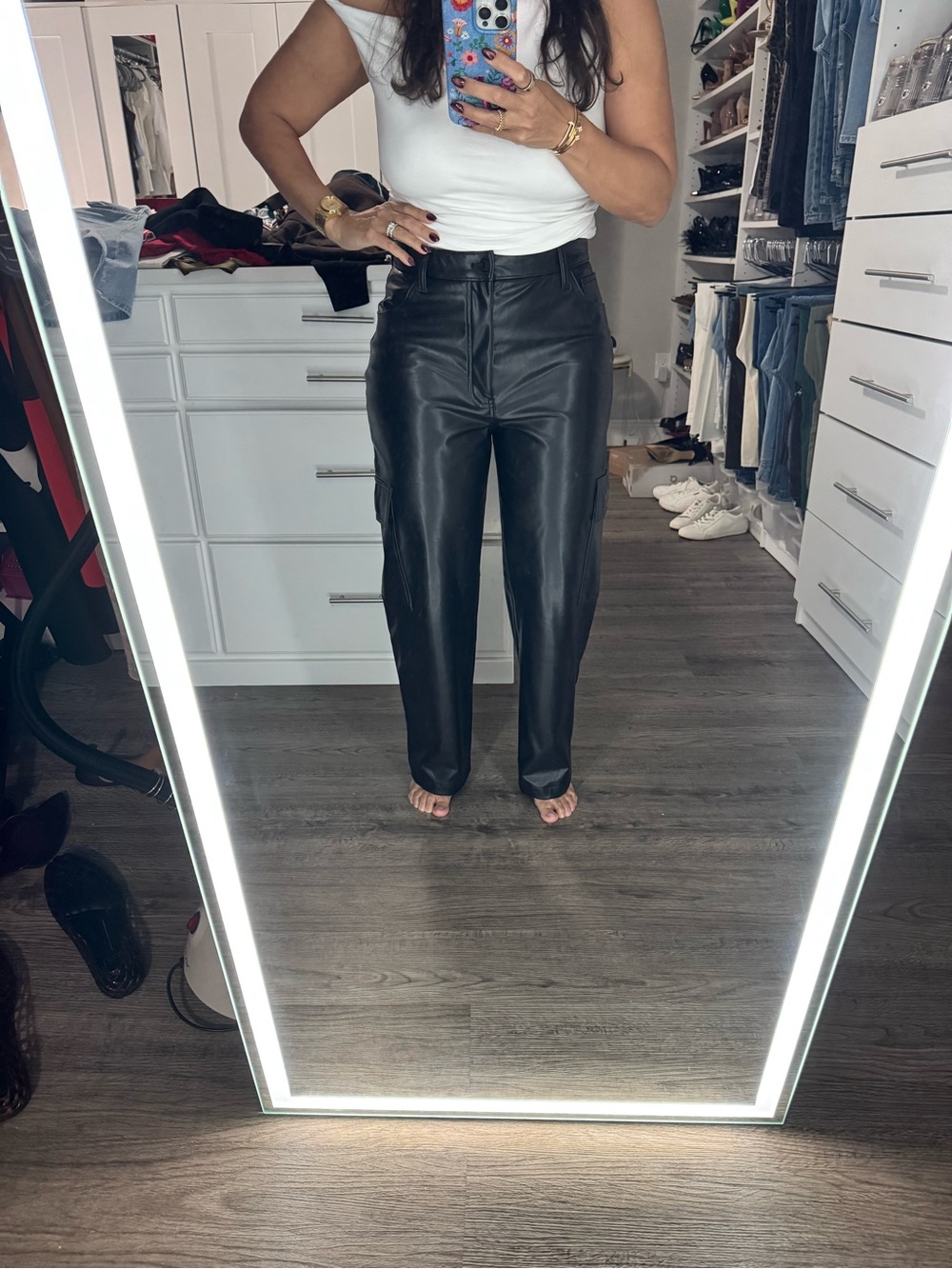 Abercrombie & Fitch Black Straight-Leg Faux Leather Jeans
